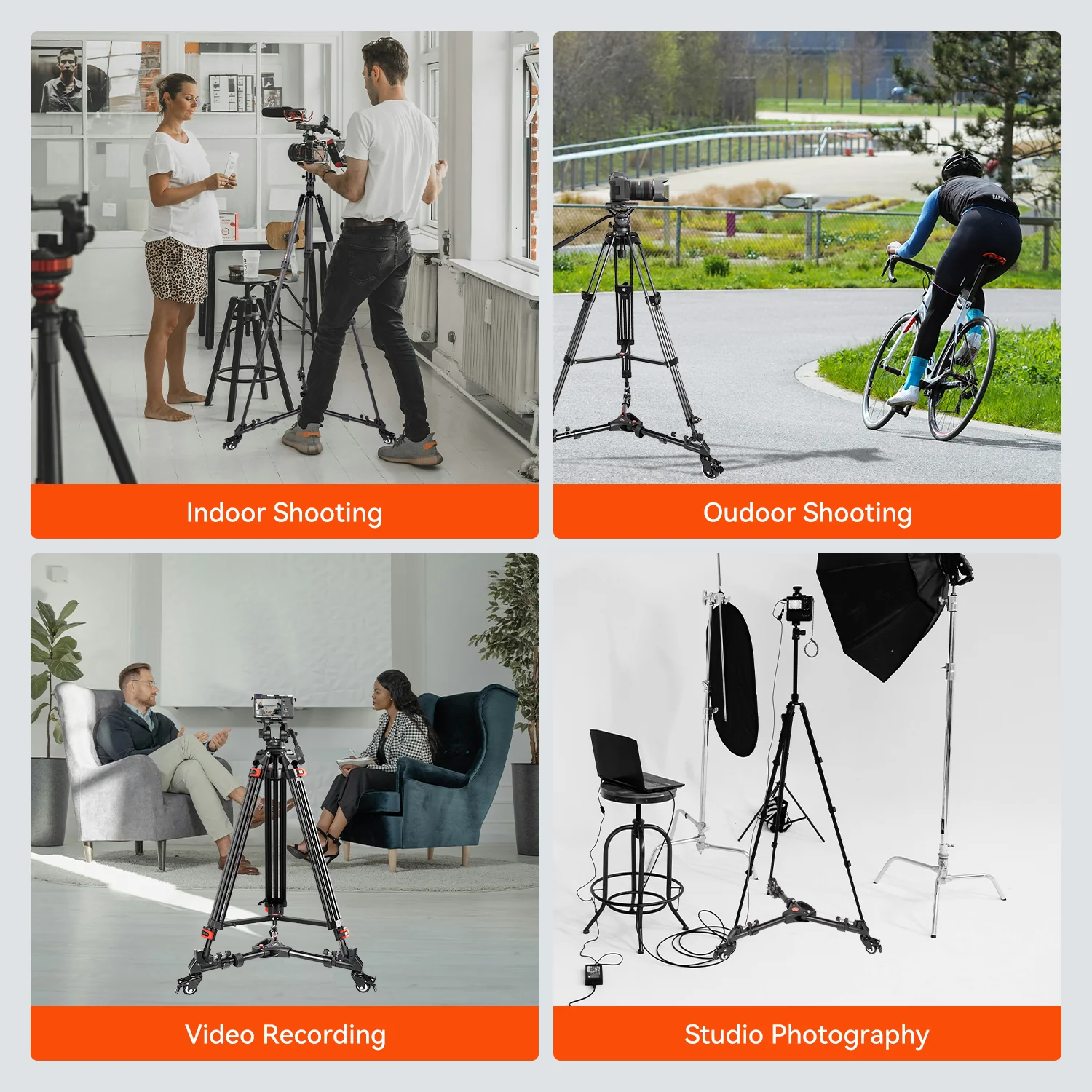 COMAN DF2 Tripod Dolly 3 Wheels For Heavy-Duty Video Tripod Adjustable - Image 7