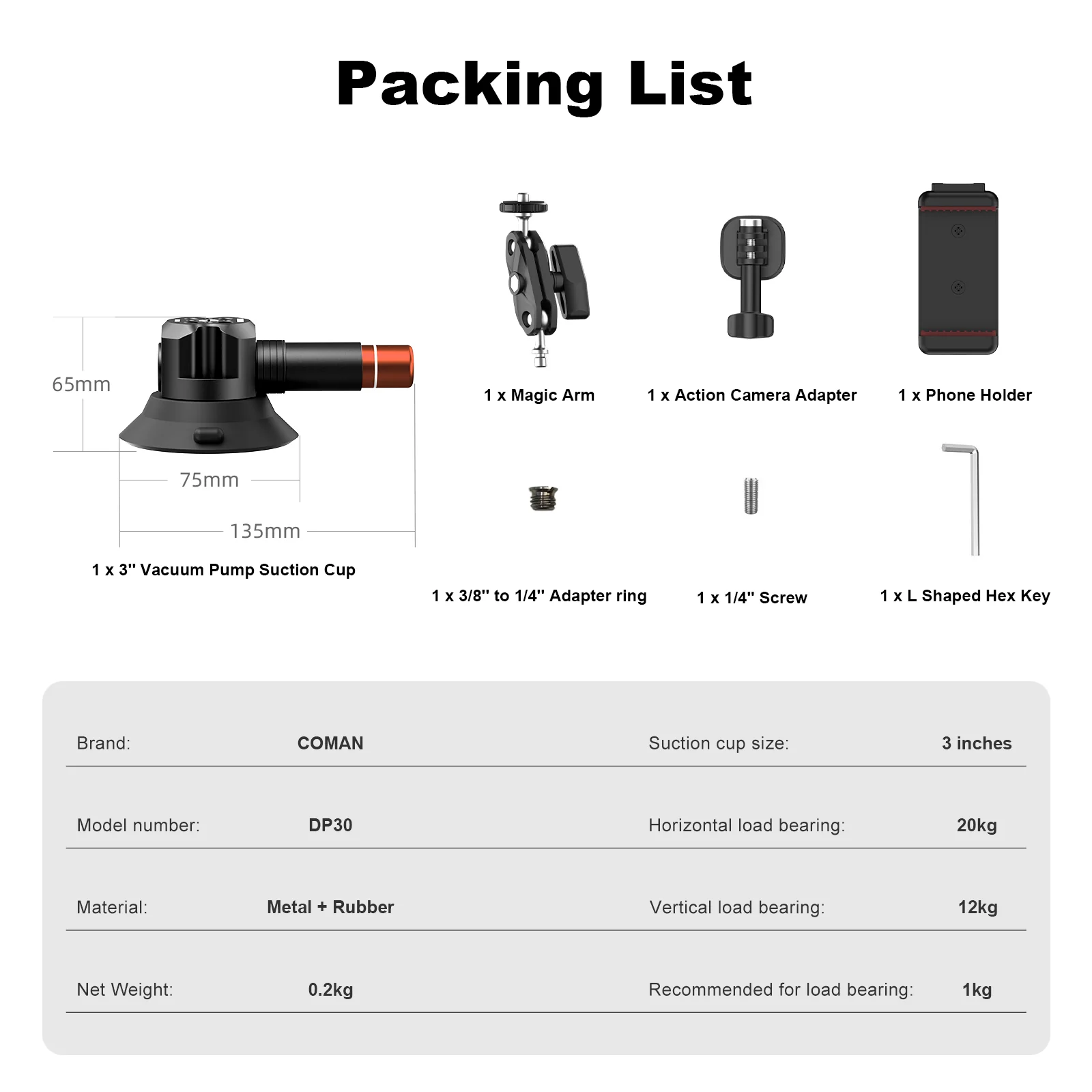 COMAN DP30 & DP45 Suction Cup Mounts for Cameras Phones - Image 12