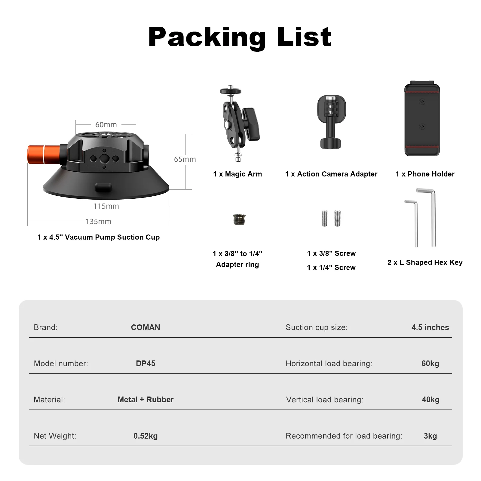 COMAN DP30 & DP45 Suction Cup Mounts for Cameras Phones - Image 13