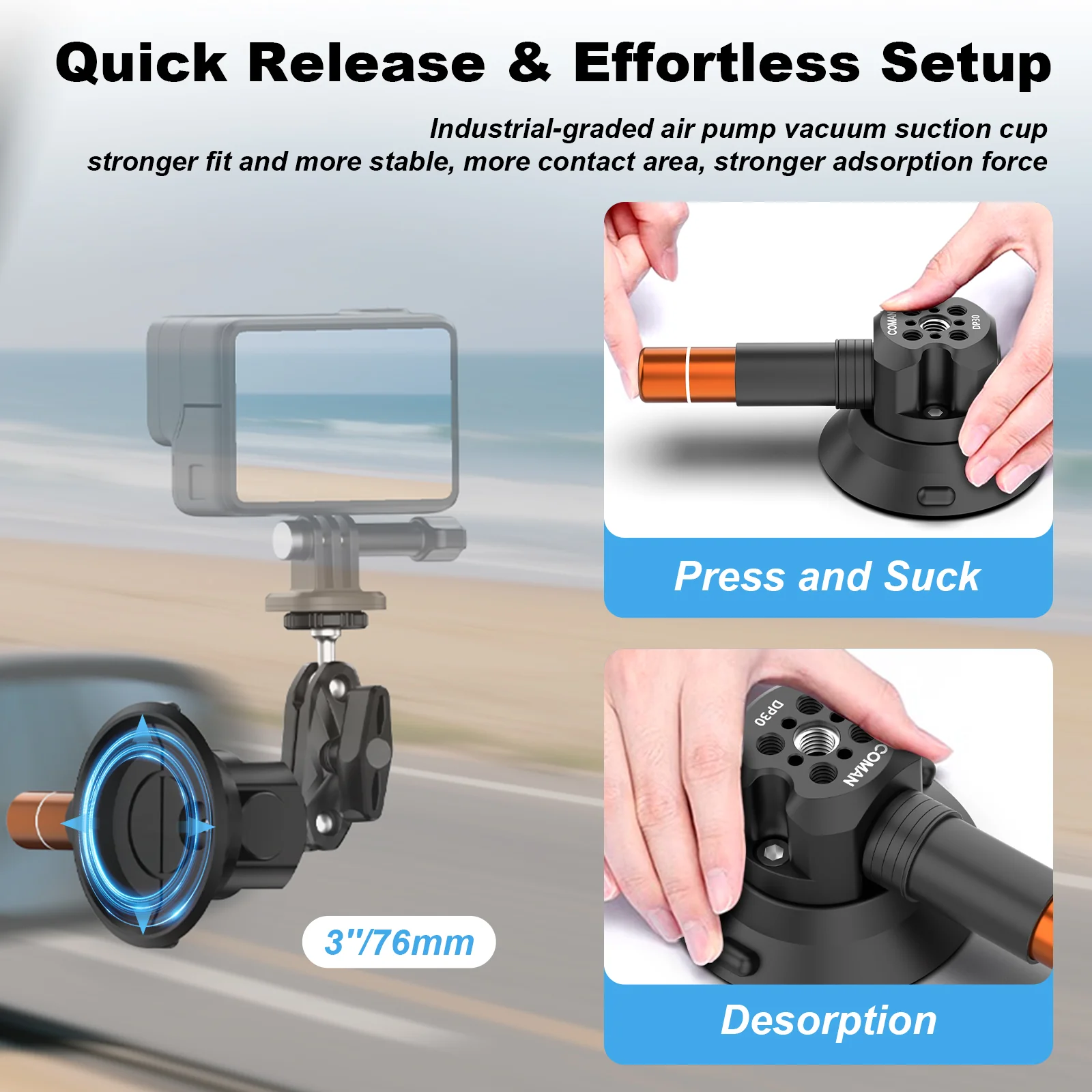 COMAN DP30 & DP45 Suction Cup Mounts for Cameras Phones - Image 8
