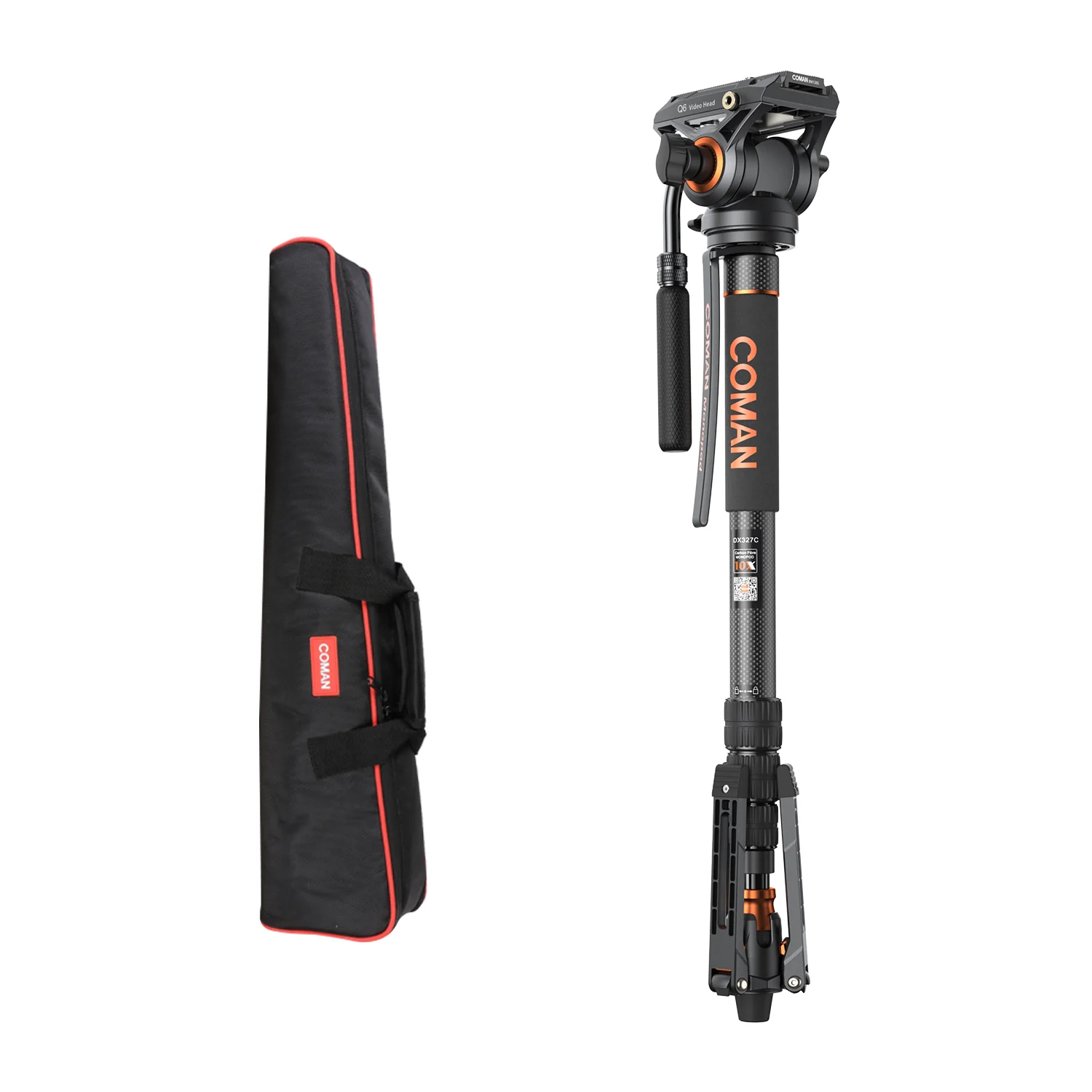 COMAN DX327CQ6 Carbon Fiber Video Monopod with Q6 Fluid Head | DJI RS & Manfrotto Compatible - Image 5