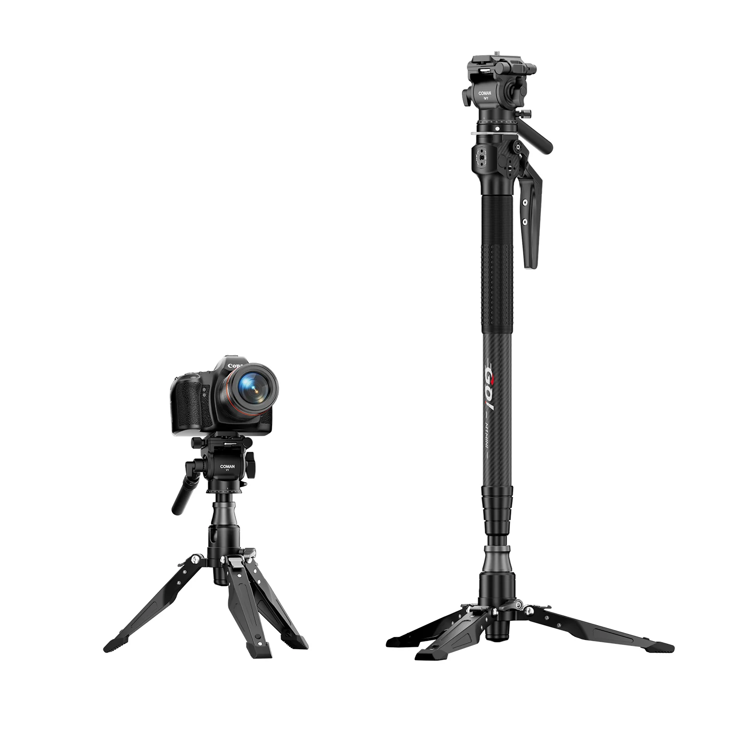 COMAN M1MINI Carbon Fiber 4-Section One-Click Lift Monopod 62.8in Quick Adjustment - Image 8