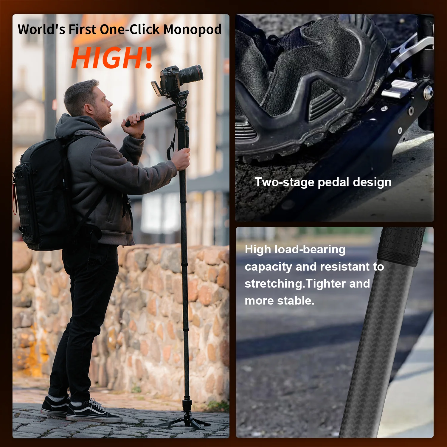 COMAN M1 & M1V5 Portable Lightweight Carbon Fiber Monopod Stable Support 44.1 lbs - Image 18