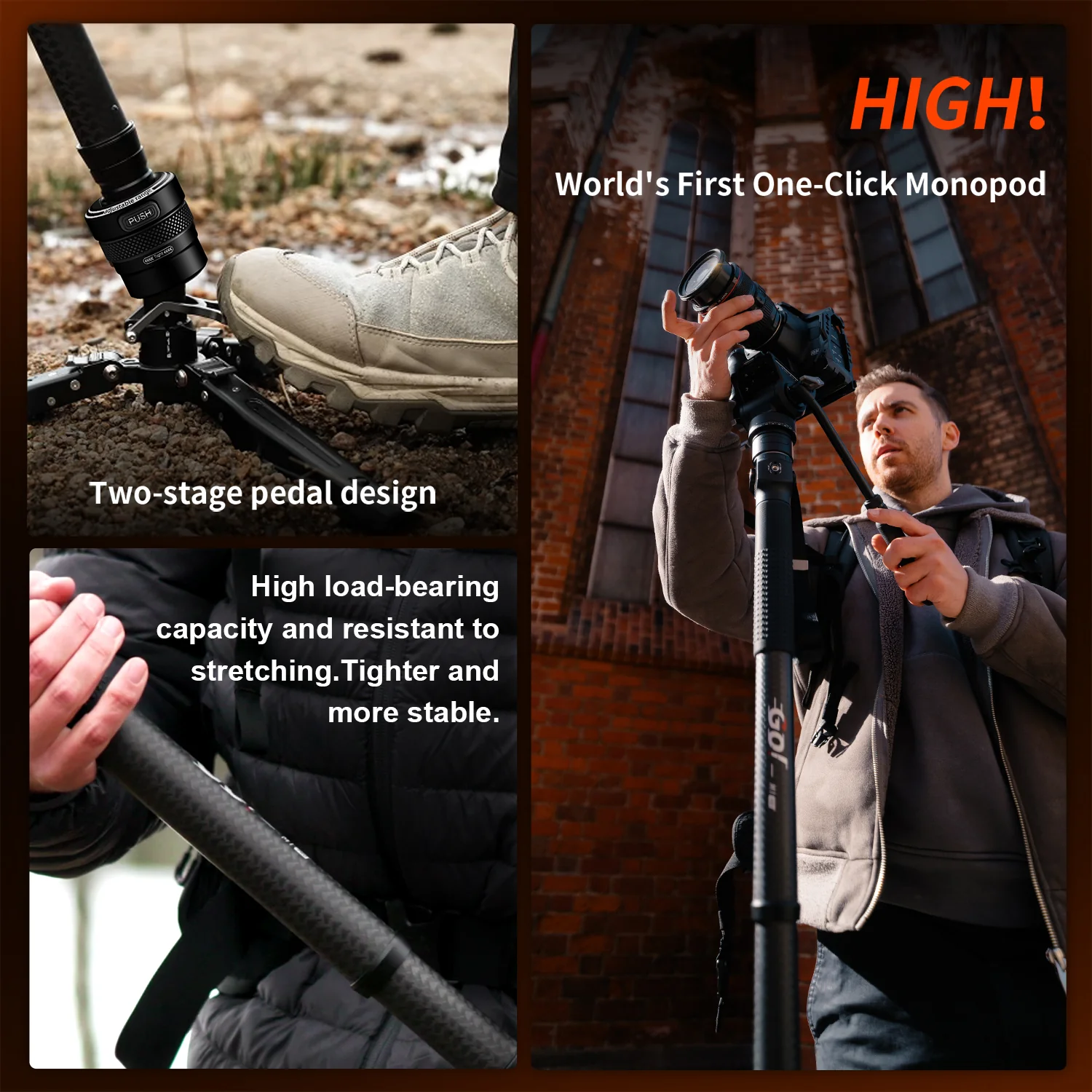 COMAN M1 Pro V5 Carbon Fiber Monopod One Click Quick Release 69in for Photo Video and Sports Events - Image 17