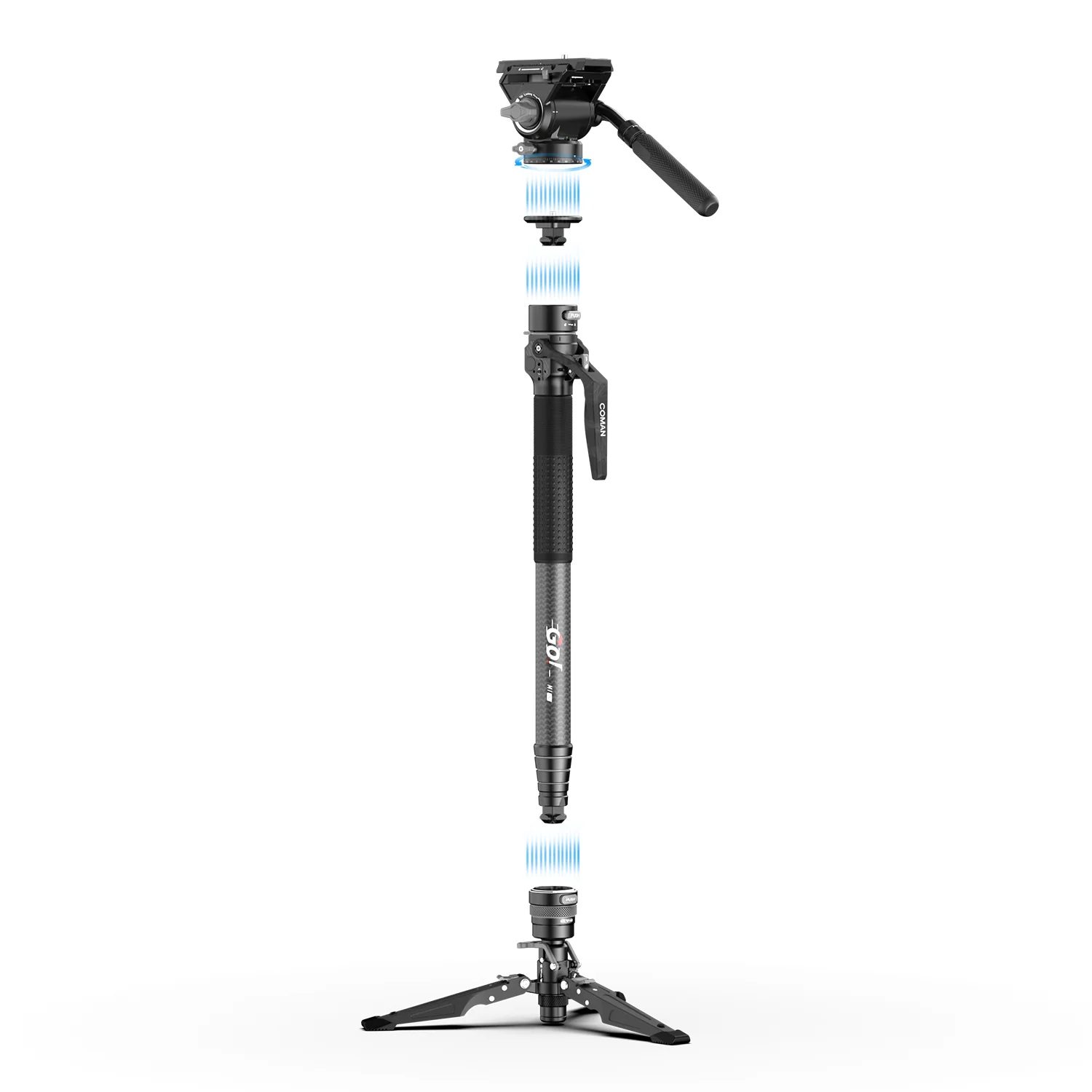 COMAN M1 Pro V5 Carbon Fiber Monopod One Click Quick Release 69in for Photo Video and Sports Events - Image 9