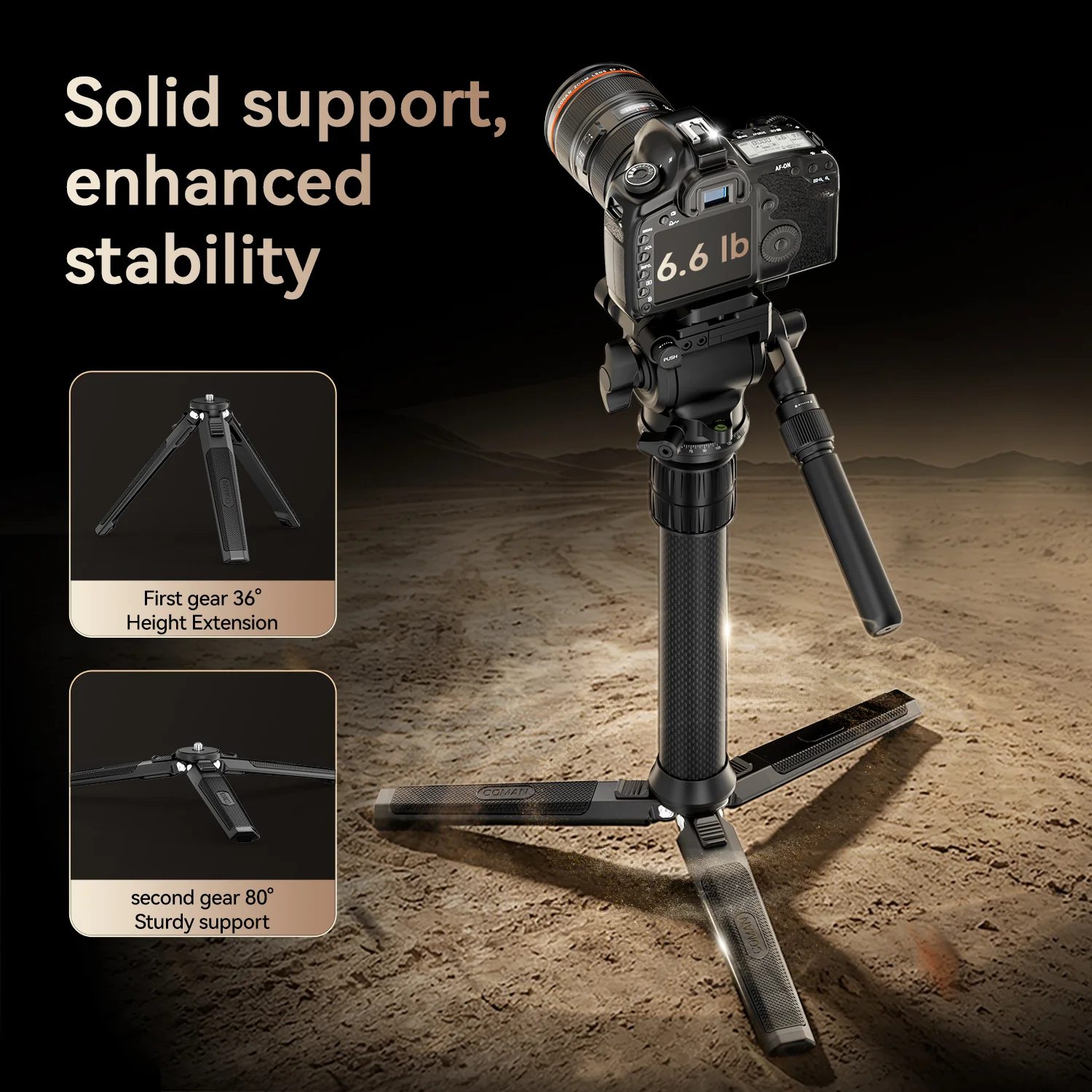 COMAN MT25V1 Carbon Fiber Monopod V1 Fluid Head 360 Pan 0.65kg(1.43lb) Lightweight - Image 10