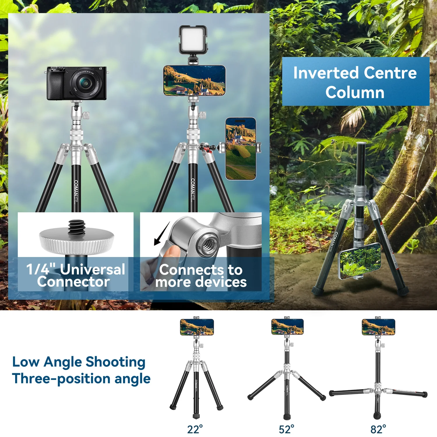 COMAN MT55 Remote Control Camera Phone Tripod Convertible to Monopod - Image 5