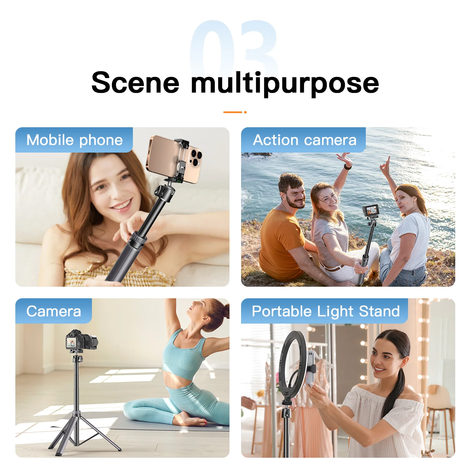 COMAN MT66 Portable Selfie Stick Tripod With Remote Control 185cm - Image 13