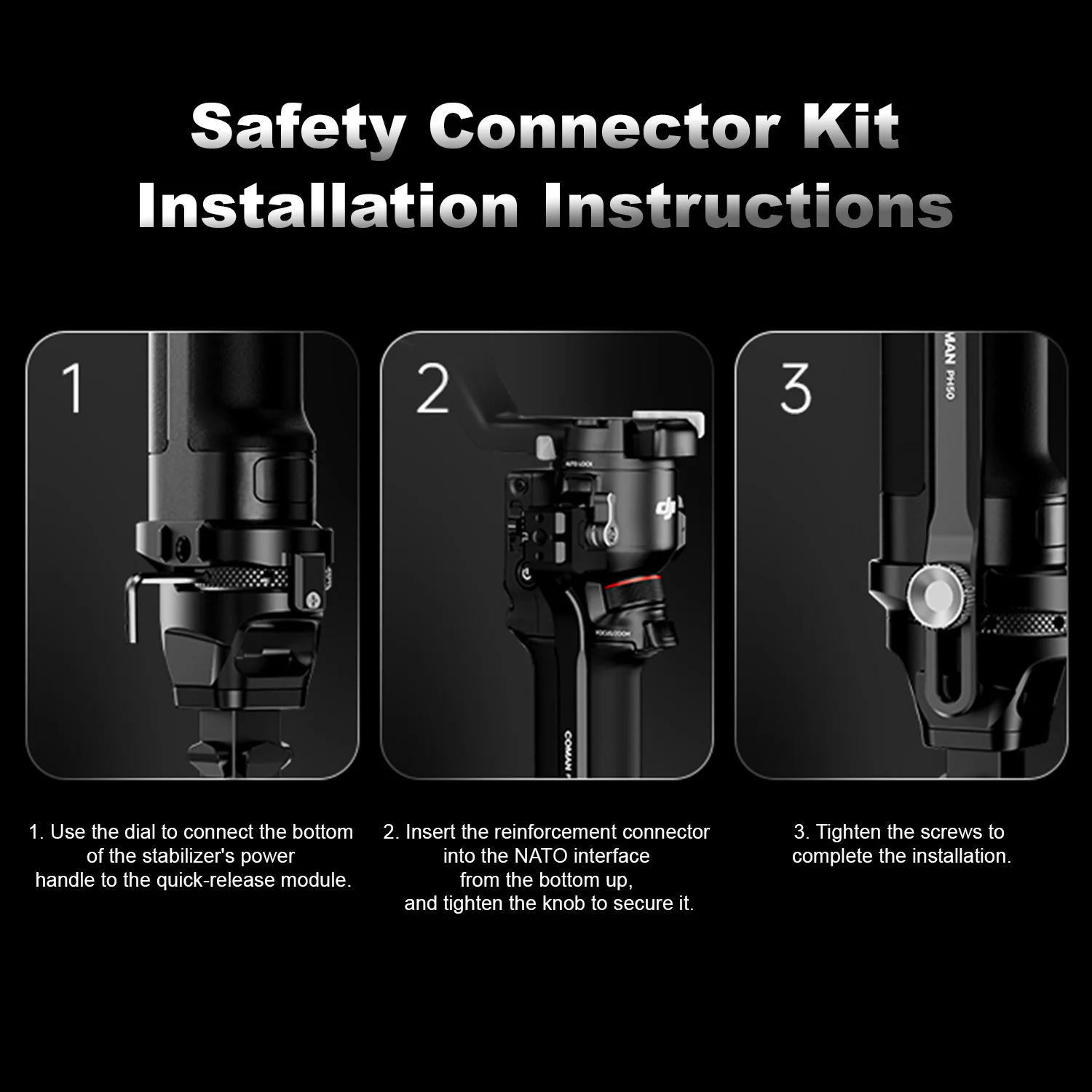 COMAN PH50 DJI RS Gimbal Reinforcement Kit for RS3 RS3 Pro RS4 RS4 Pro RS5 | Quick Lock NATO Mount Stabilizer - Image 6