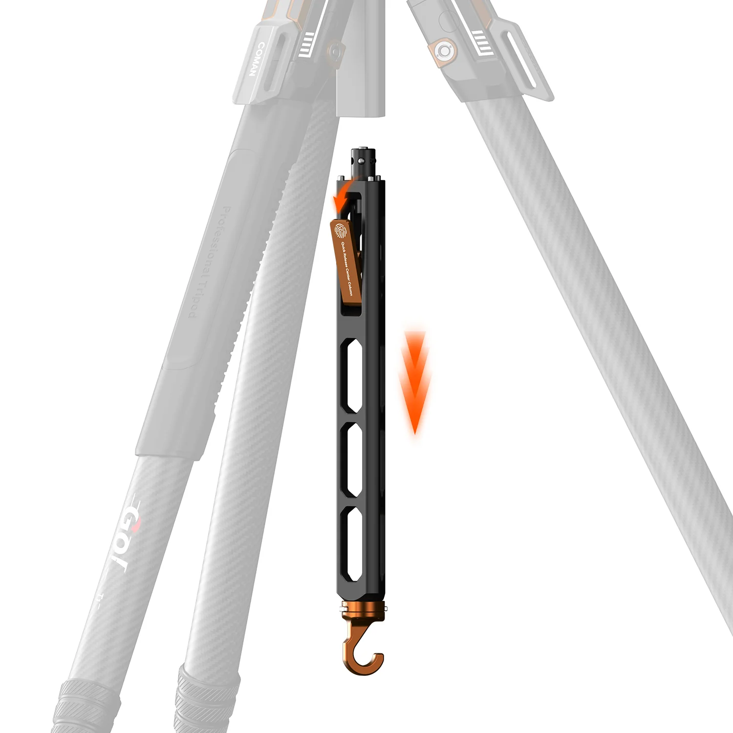 COMAN T1 Snap-Open Carbon Fiber Video and Photo Tripod 4 Section Legs Adjustable Angles 62.9" - Image 5
