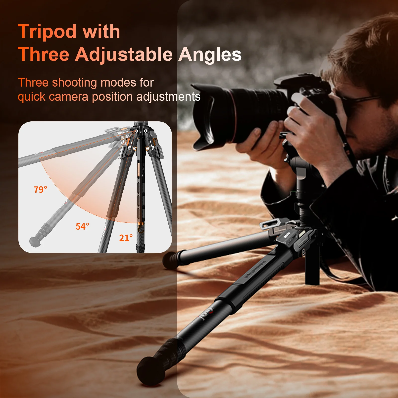 COMAN T1SV5 Snap-Open Carbon Fiber Tripod 68.9" Video and Photography with Fluid Bowl Head - Image 19