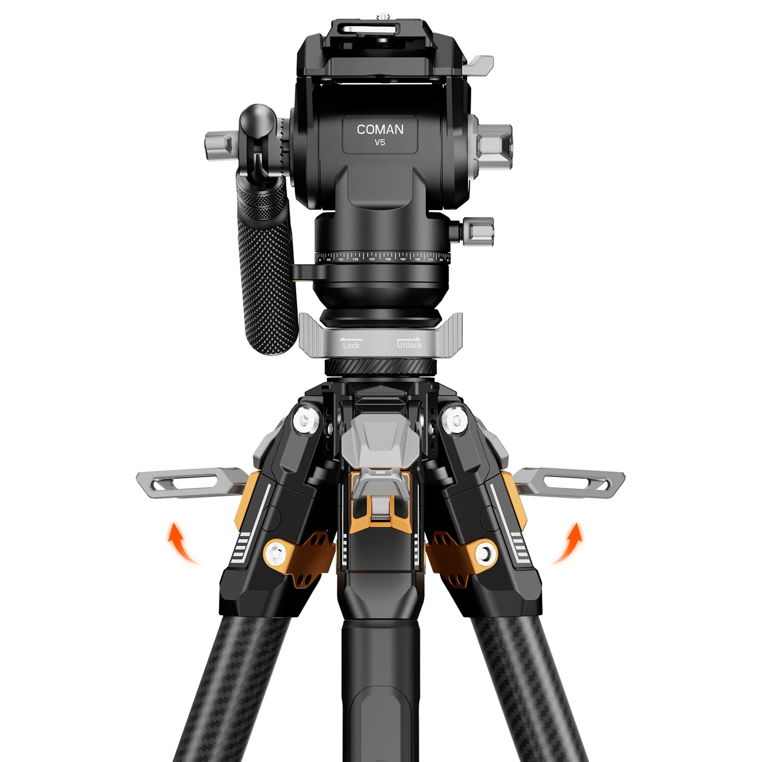 COMAN T1SV5 Snap-Open Carbon Fiber Tripod 68.9" Video and Photography with Fluid Bowl Head - Image 9