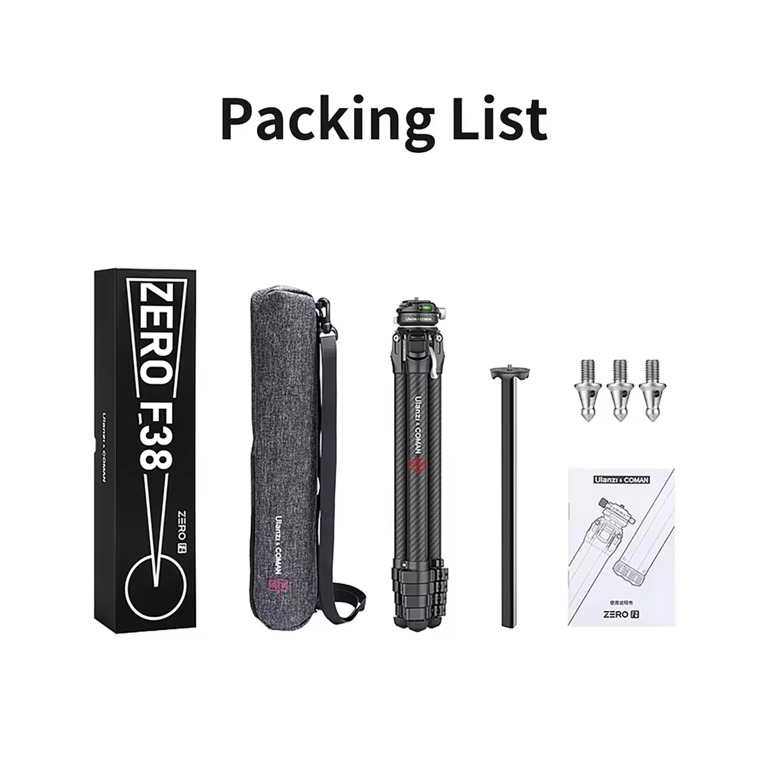 COMAN Zero F38 Carbon Fiber Quick Release Travel Tripod with Ball Head - Image 6
