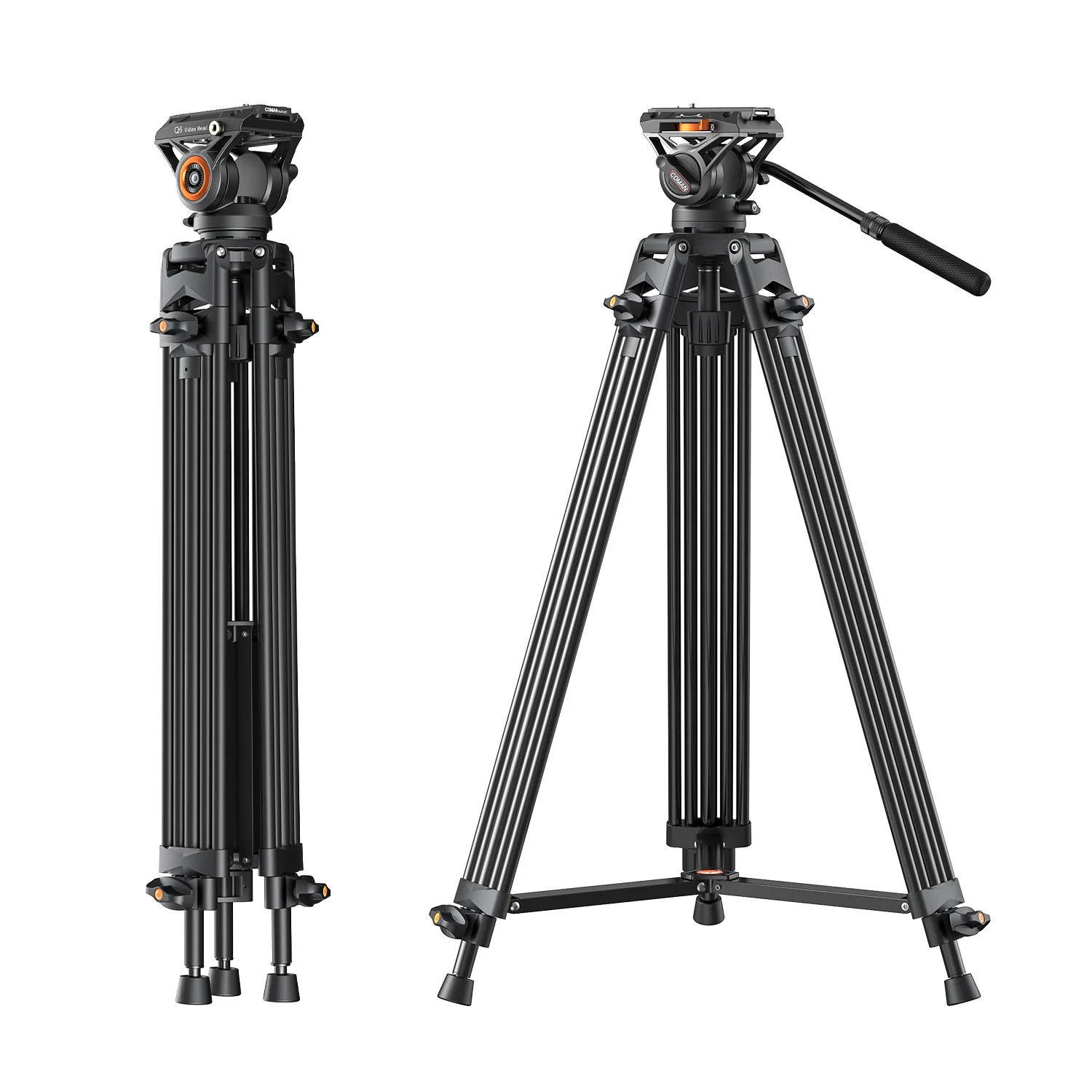 Coman FT16LS 74" Heavy Duty Professional Tripod with Fluid Video Head - Image 3