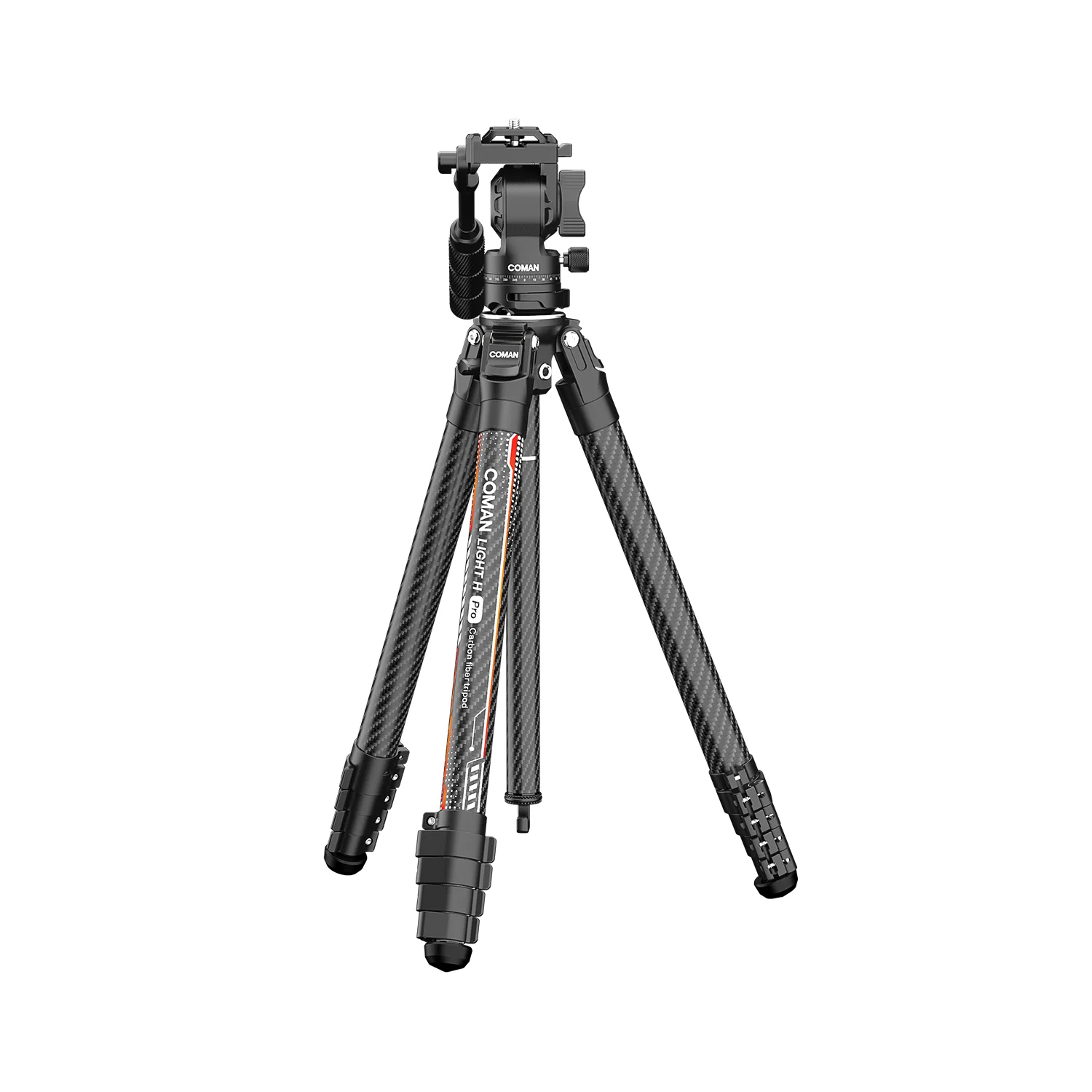 Coman Light H Pro Carbon Fiber Tripod with 1-Second Lock/Unlock & Detachable Monopod - Image 3