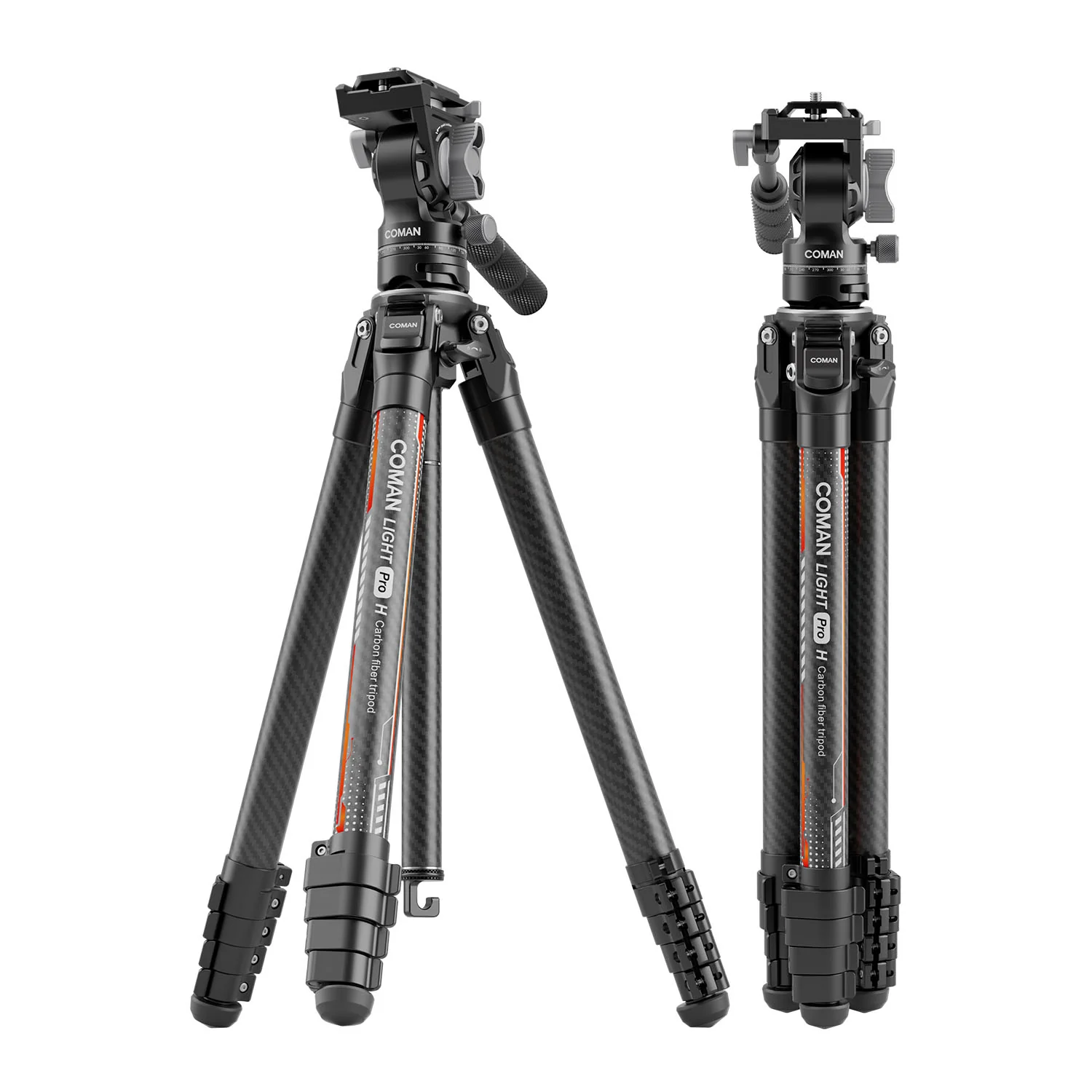 Coman Light H Pro Carbon Fiber Tripod with 1-Second Lock/Unlock & Detachable Monopod - Image 7