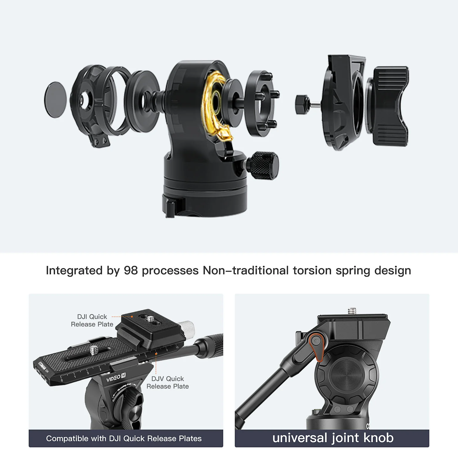 Coman Light H Portable Carbon Fiber Travel Tripod with Mini Fluid Head - Image 7
